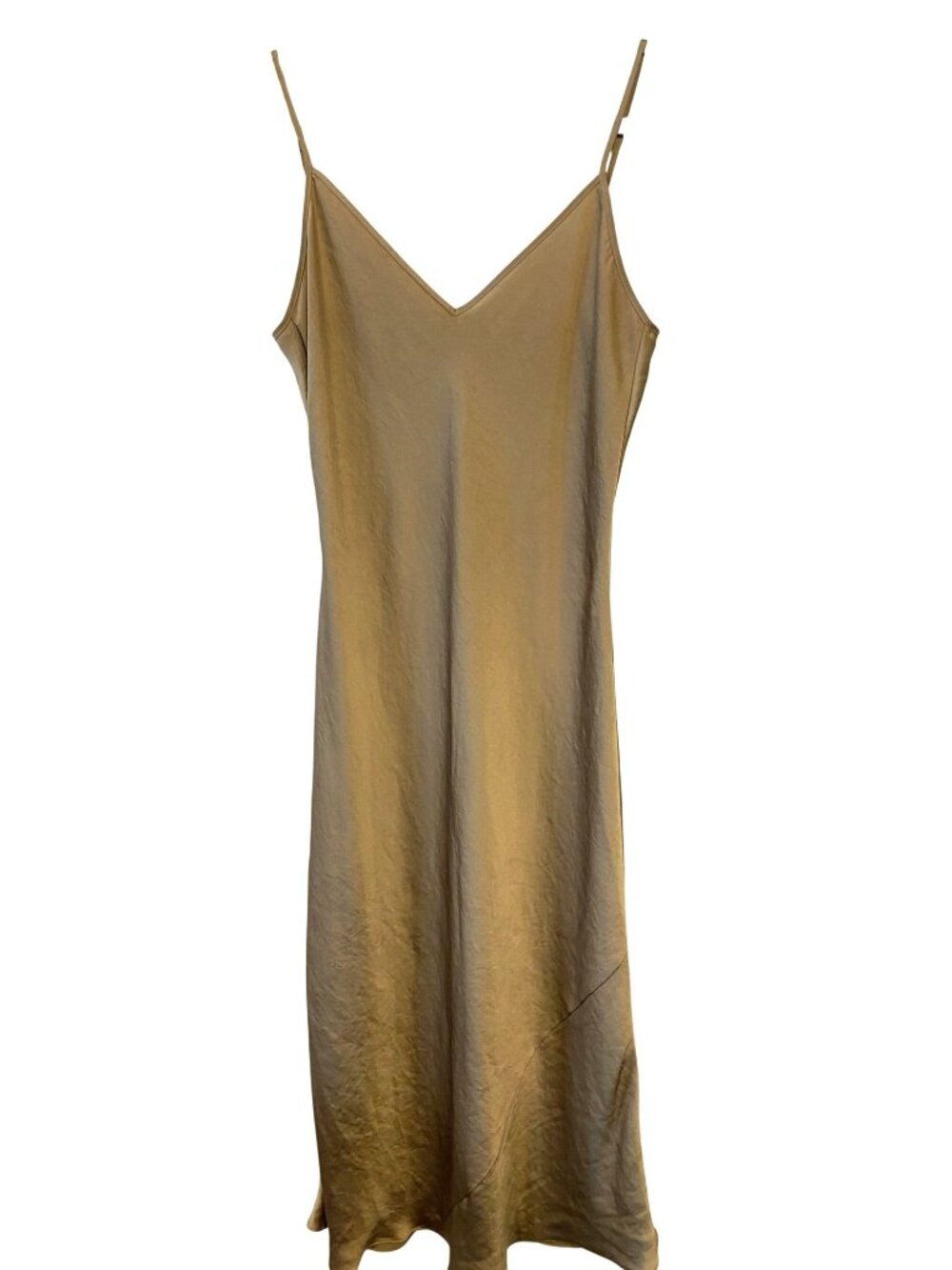 Aritzia Wilfred Womens M Gold Midi Slip Dress 90s Minimalist Old Money